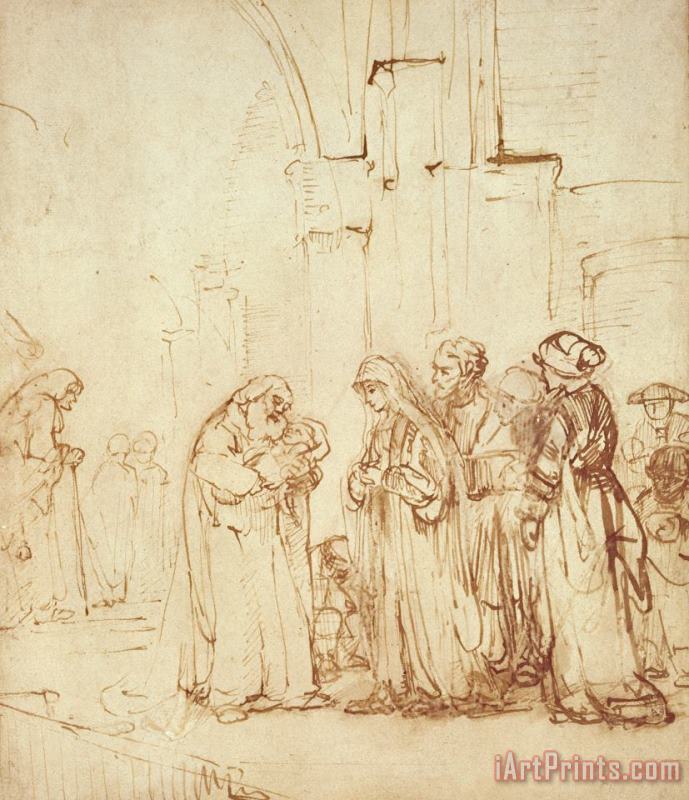 Rembrandt Harmenszoon van Rijn Simeon And Jesus In The Temple Art Print