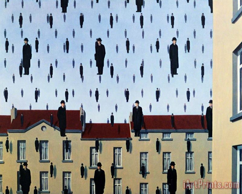 Golconde painting - rene magritte Golconde Art Print