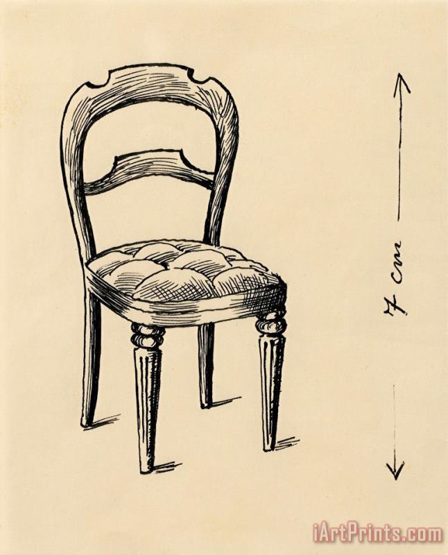 rene magritte La Chaise De Sable. Dessin Original, Non Signe.1940 Art Print
