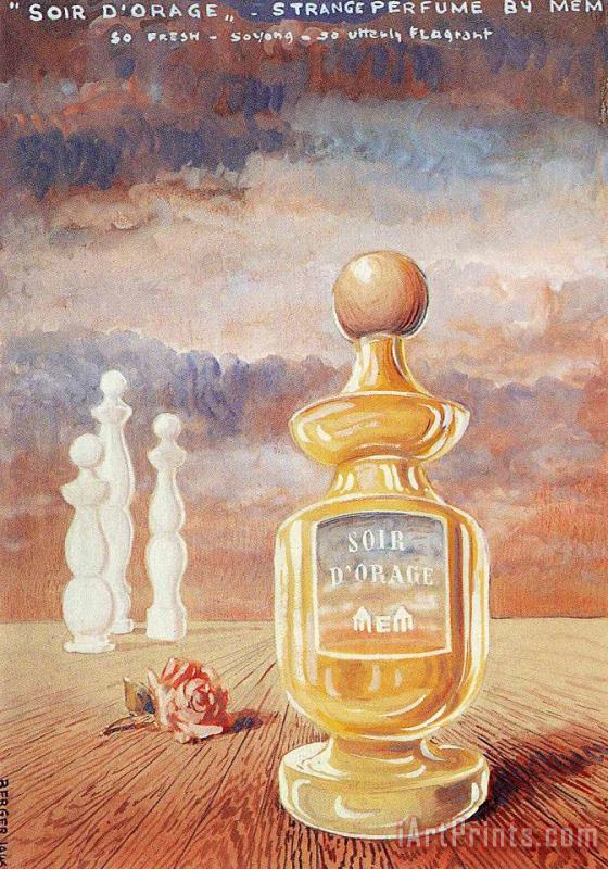 Soir D Orage Strange Perfume by Mem painting - rene magritte Soir D Orage Strange Perfume by Mem Art Print