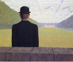 L'homme au chapeau melon (No Border)' Art Print - Rene Magritte