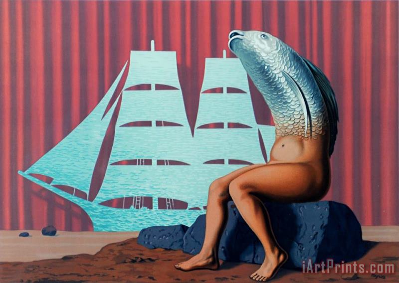 Un Seduisant Navire D'eau De Mer, 1968 painting - rene magritte Un Seduisant Navire D'eau De Mer, 1968 Art Print