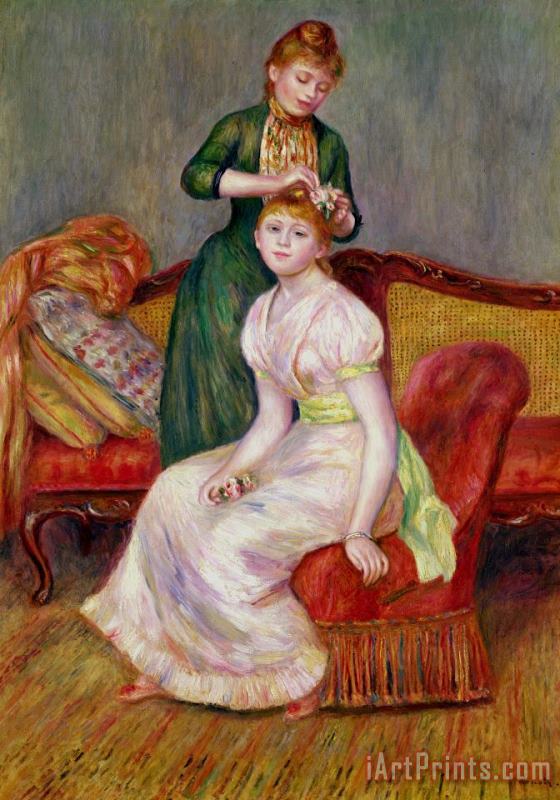 La Coiffure painting - Renoir La Coiffure Art Print