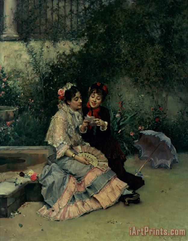 Ricardo de Madrazo y Garreta Two Spanish Women Art Painting
