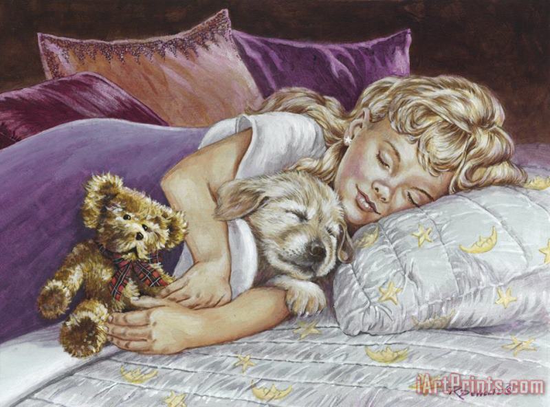 Puppy Love painting - Richard De Wolfe Puppy Love Art Print
