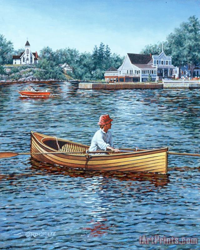 Richard De Wolfe Rowing to Rockport Art Painting