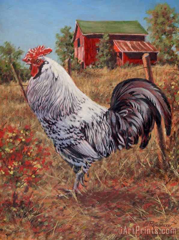 Richard De Wolfe Silver Laced Rock Rooster Art Painting