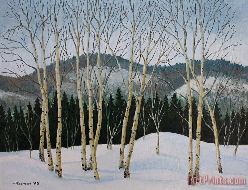 Winter Poplars painting - Richard De Wolfe Winter Poplars Art Print