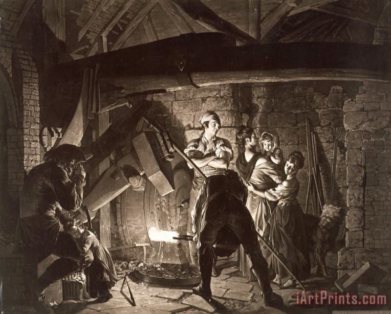 Richard Earlom An Iron Forge, After Joseph Wright of Derby Art Print