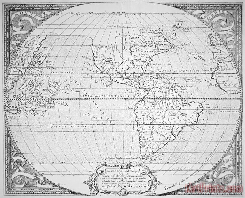 Richard Hakluyt Map of the New World 1587 Art Print