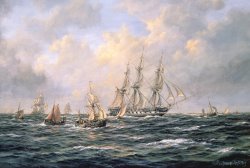 Richard Willis Convoy of East Indiamen amid Fishing Boats painting