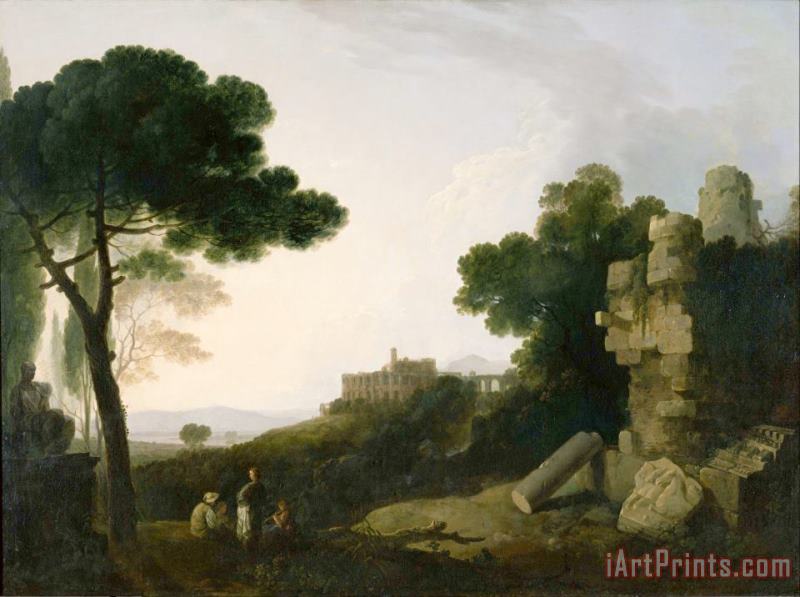 Richard Wilson Landscape Capriccio with Tomb of The Horatii And Curiatii, And The Villa of Maecenas at Tivoli Art Painting