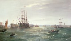 Robert Ernest Roe Portsmouth Harbour with HMS Victory