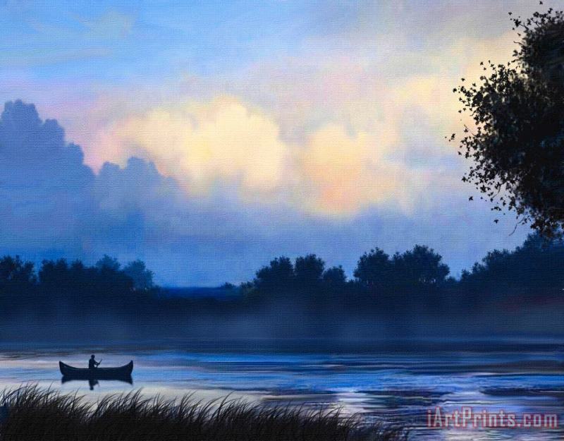 Blue Canoe painting - Robert Foster Blue Canoe Art Print