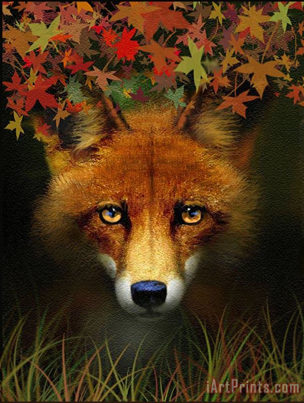Leaf Fox painting - Robert Foster Leaf Fox Art Print