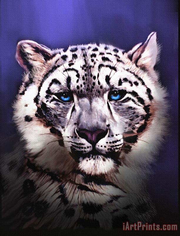 Snow Leopard painting - Robert Foster Snow Leopard Art Print