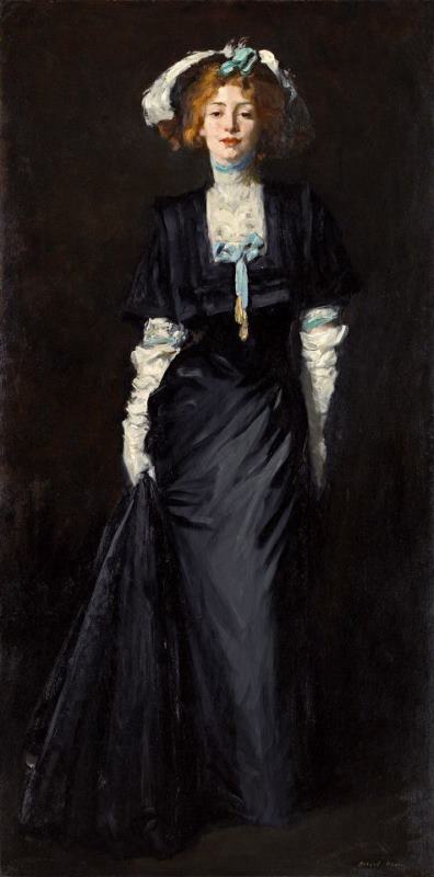 Robert Henri Jessica Penn in Black with White Plumes Art Painting
