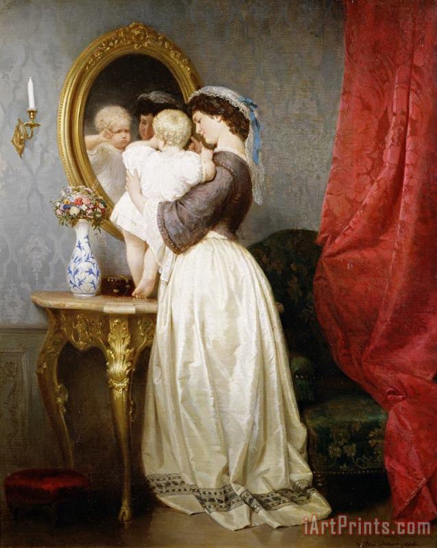 Robert Julius Beyschlag Reflections of Maternal Love Art Painting