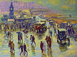 Robert Tyndall Brighton on a Rainy Day painting