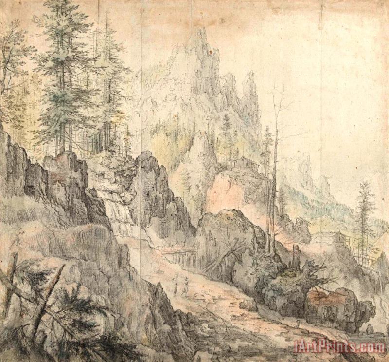Roelant Savery Mountain Landscape with a Waterfall Art Painting