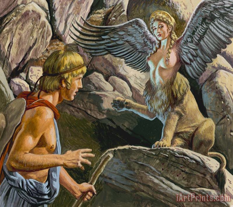 Roger Payne Oedipus encountering the Sphinx Art Painting