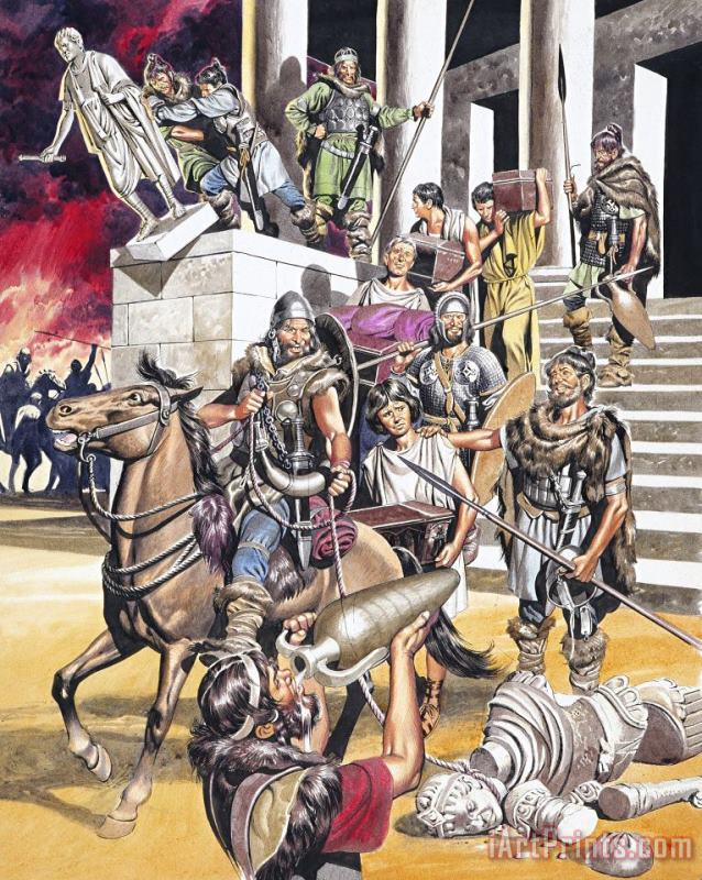 The Fall of the Roman Empire in the West painting - Ron Embleton The Fall of the Roman Empire in the West Art Print