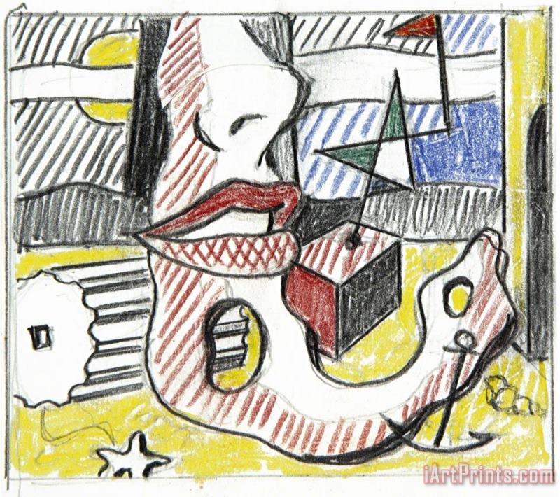 Roy Lichtenstein A Bright Night (study), 1978 Art Print