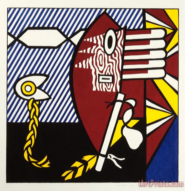 American Indian Theme I, 1980 painting - Roy Lichtenstein American Indian Theme I, 1980 Art Print