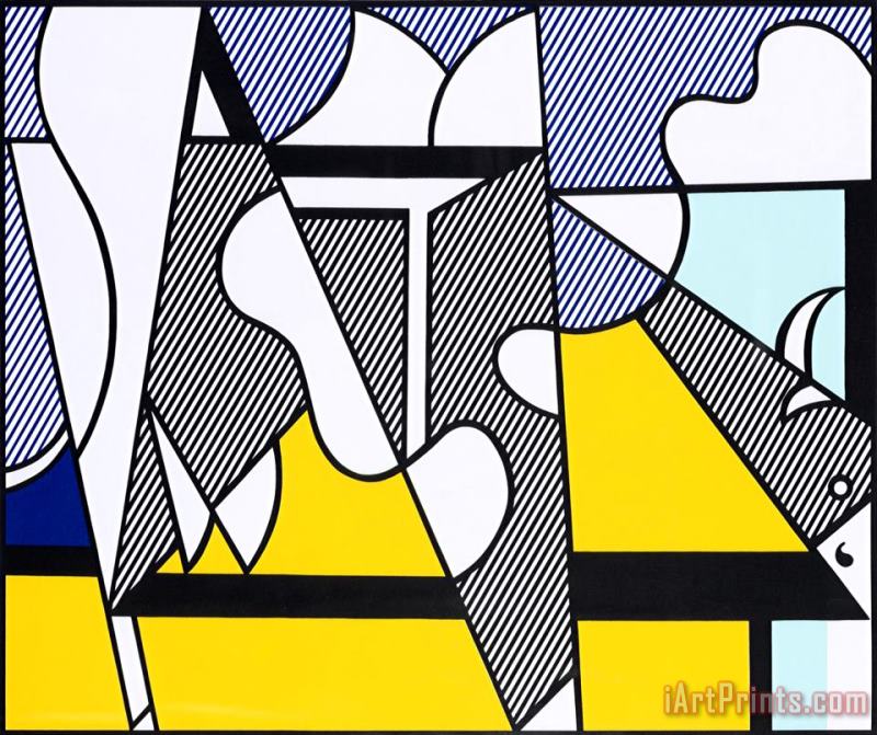 Roy Lichtenstein Cow Going Abstract Triptyque, 1982 Art Painting