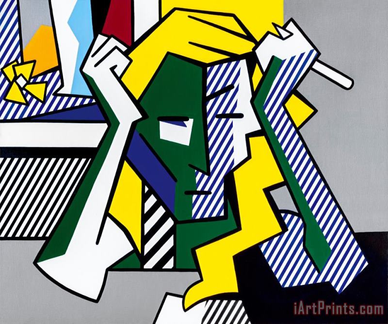 Deep in Thought, 1980 painting - Roy Lichtenstein Deep in Thought, 1980 Art Print
