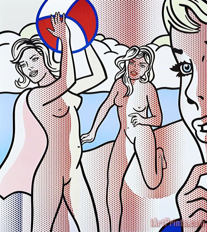 Drowning Girl, Nudes with Beachball, 2013 painting - Roy Lichtenstein Drowning Girl, Nudes with Beachball, 2013 Art Print