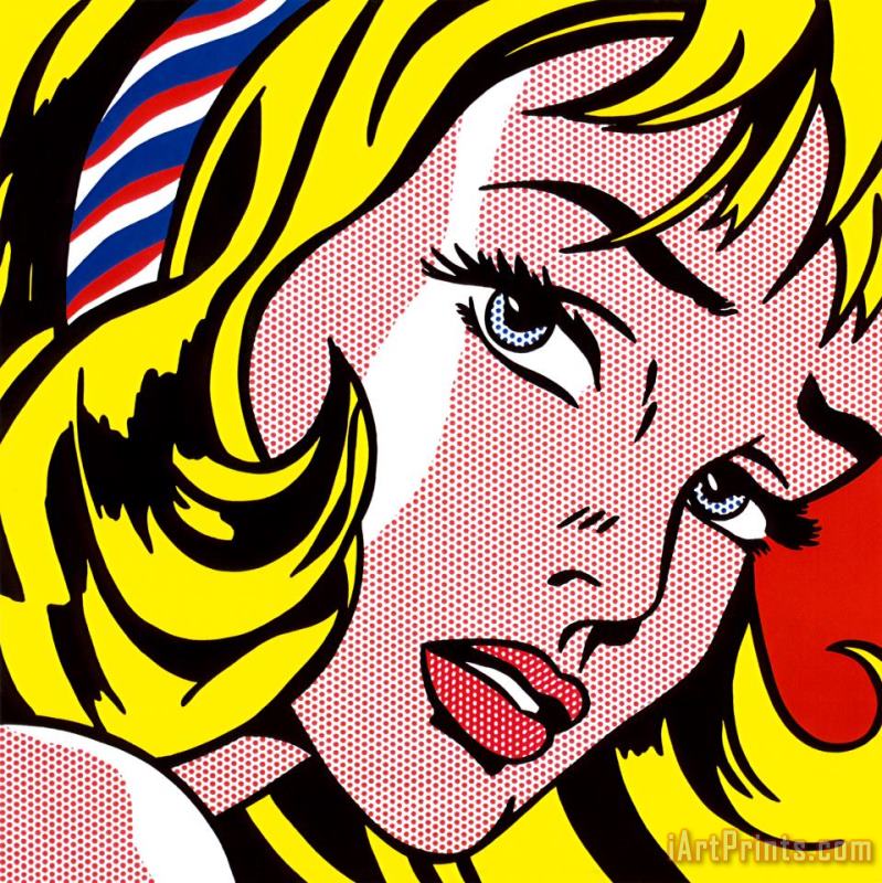 Girl with Hair Ribbon C 1965 painting - Roy Lichtenstein Girl with Hair Ribbon C 1965 Art Print