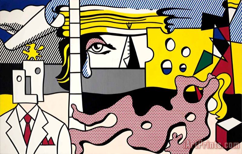 Landscape with Figures, 1977 painting - Roy Lichtenstein Landscape with Figures, 1977 Art Print