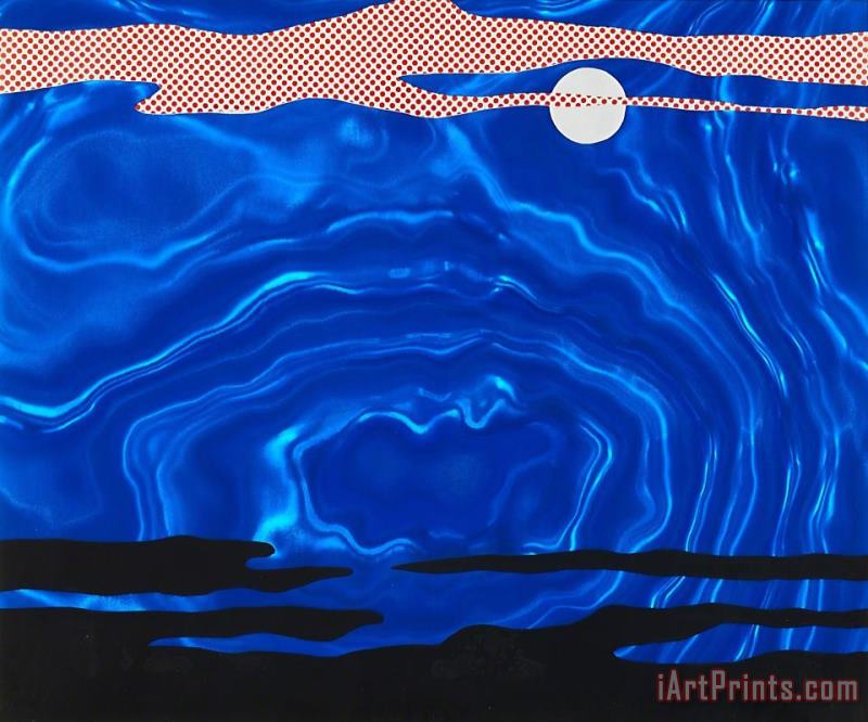 Moonscape #4, 1965 painting - Roy Lichtenstein Moonscape #4, 1965 Art Print