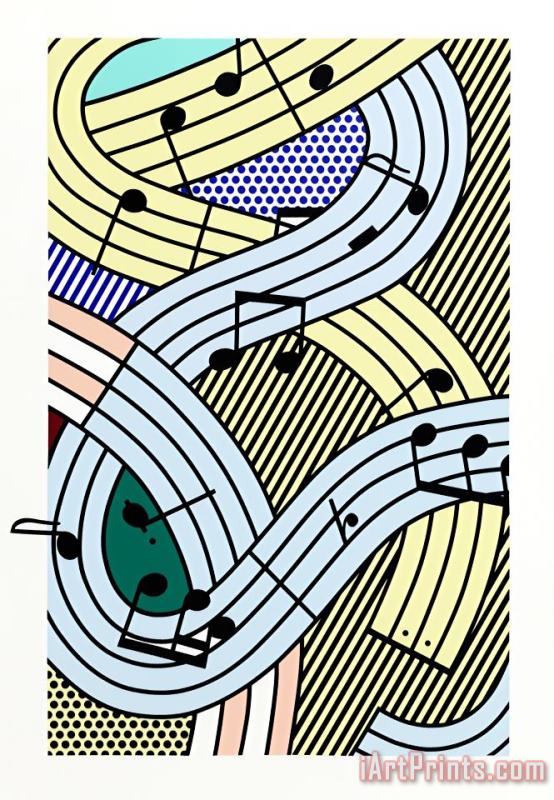 Musical Notes (composition Iii), 1996 painting - Roy Lichtenstein Musical Notes (composition Iii), 1996 Art Print