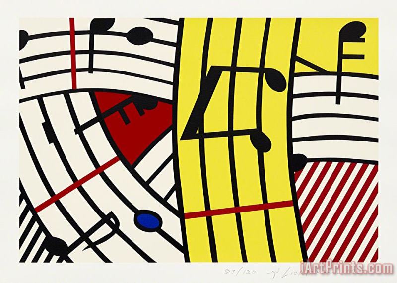 Musical Notes (composition Iv), 1995 painting - Roy Lichtenstein Musical Notes (composition Iv), 1995 Art Print
