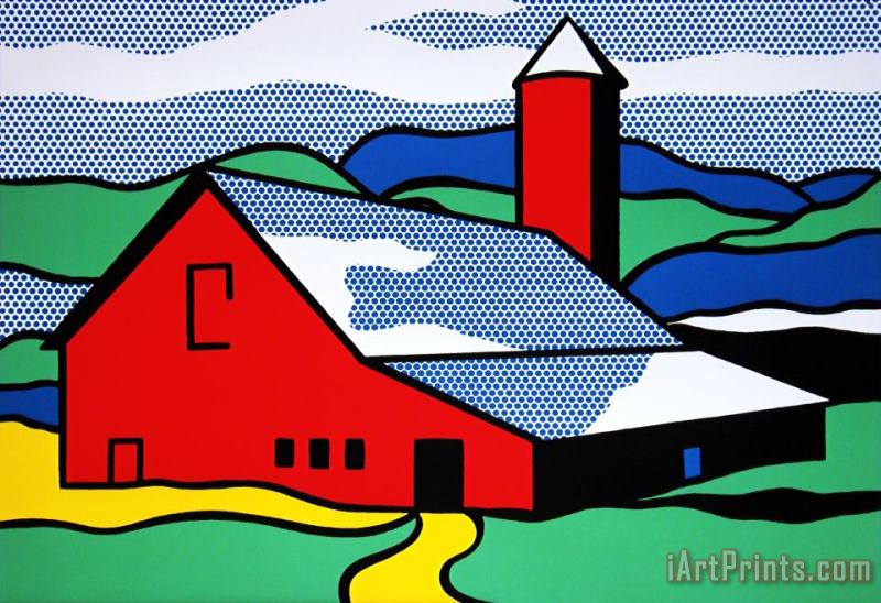 Red Barn, 1987 painting - Roy Lichtenstein Red Barn, 1987 Art Print