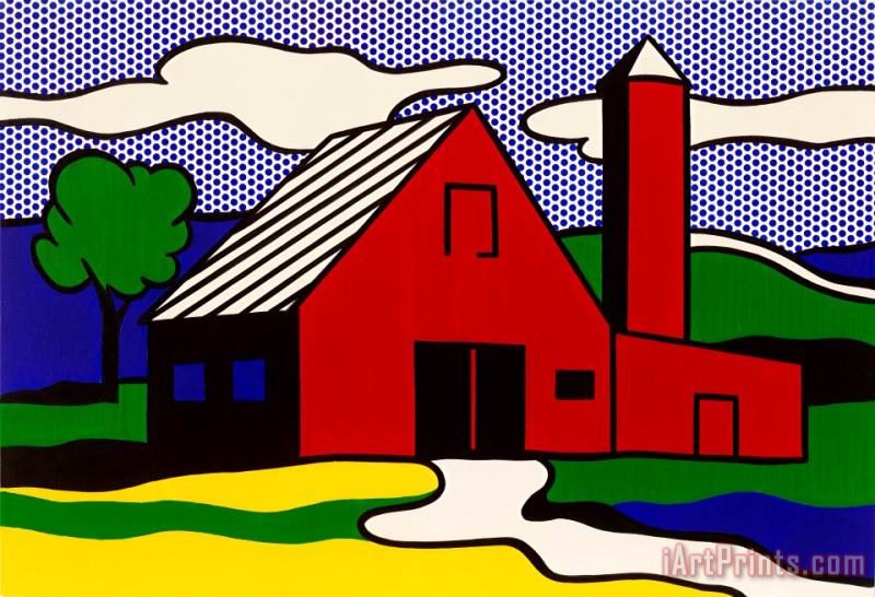 Red Barn I, 1969 painting - Roy Lichtenstein Red Barn I, 1969 Art Print