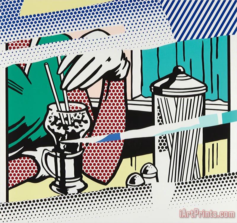 Reflections on Soda Fountain, From The Reflection Series, 1991 painting - Roy Lichtenstein Reflections on Soda Fountain, From The Reflection Series, 1991 Art Print
