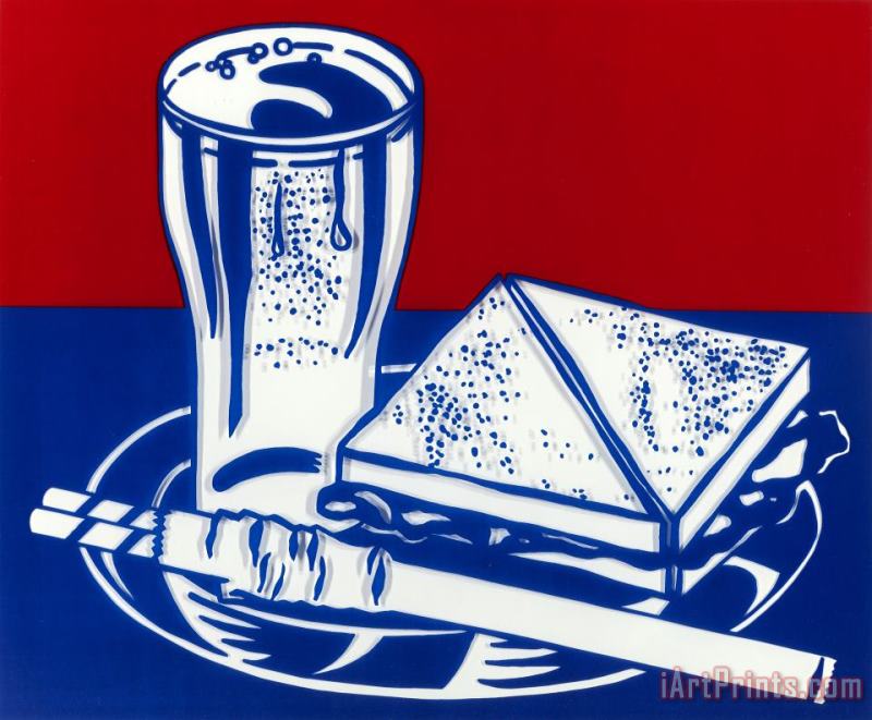Sandwich And Soda, 1964 painting - Roy Lichtenstein Sandwich And Soda, 1964 Art Print