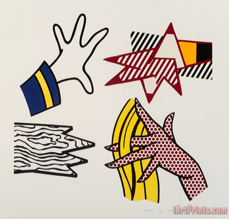 Study of Hands, 1981 painting - Roy Lichtenstein Study of Hands, 1981 Art Print