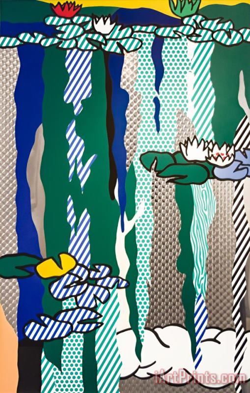 Water Lilies with Cloud, 1992 painting - Roy Lichtenstein Water Lilies with Cloud, 1992 Art Print