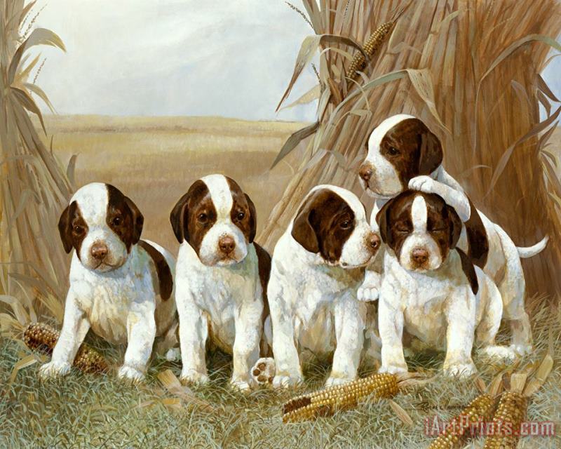 Belle's Pups painting - Ruane Manning Belle's Pups Art Print