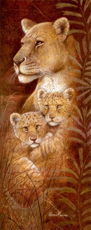 Serengeti Twins painting - Ruane Manning Serengeti Twins Art Print