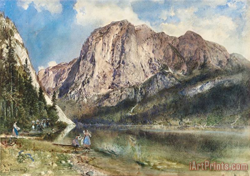 Rudolf von Alt Altaussee Lake And Face of Mount Trissel Art Painting