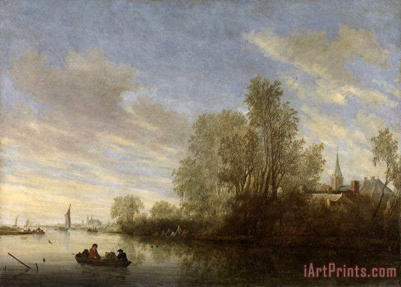 River View Near Deventer painting - Salomon van Ruysdael River View Near Deventer Art Print
