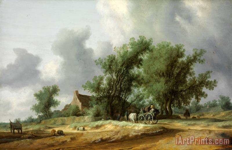 Salomon van Ruysdael Road in The Dunes with a Passanger Coach Art Painting