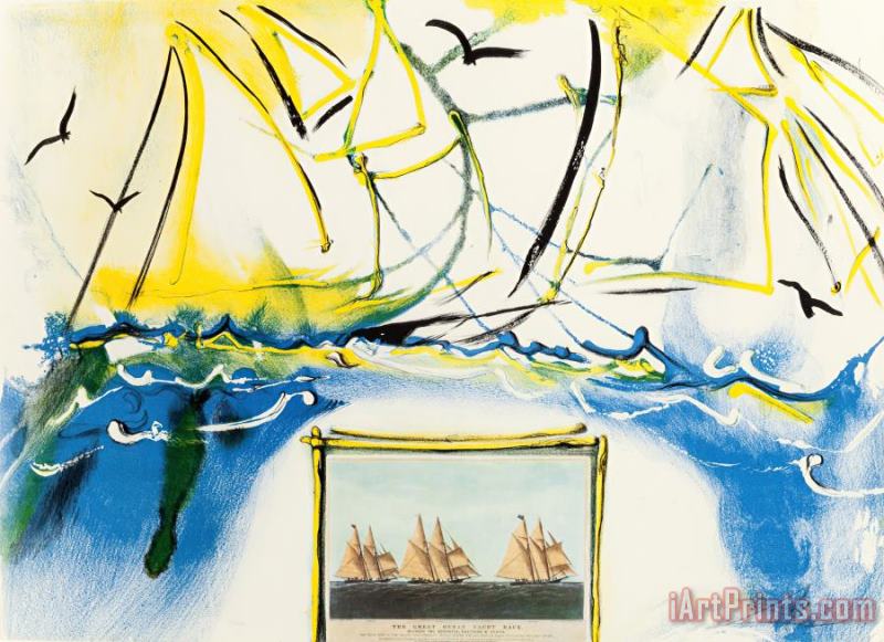 Salvador Dali American Yachting Scene, Currier And Ives Series, 1971 Art Painting