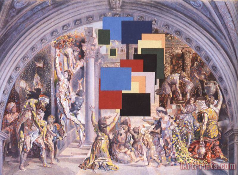 Salvador Dali Athens Is Burning The School of Athens And The Fire in The Borgo 1980 Art Painting