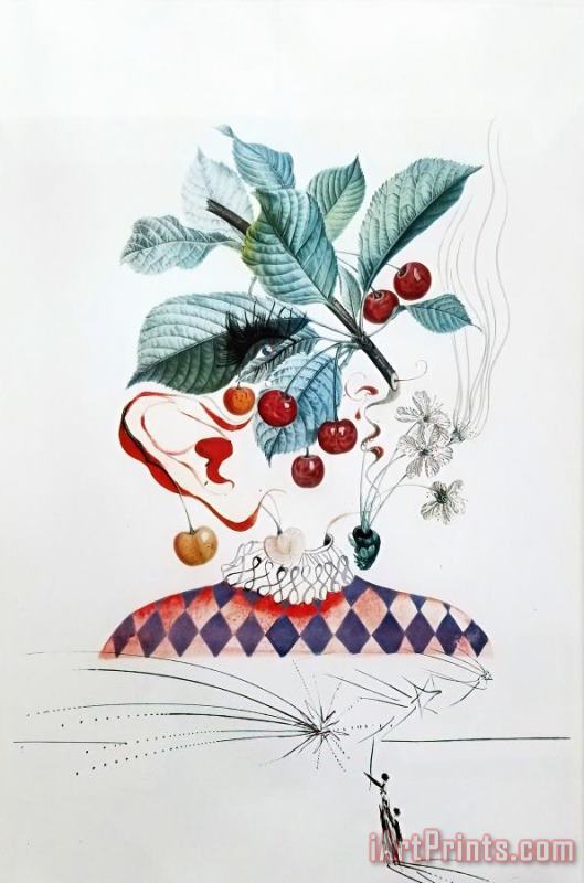 Cerises Pierrot (cherries), 1969 painting - Salvador Dali Cerises Pierrot (cherries), 1969 Art Print